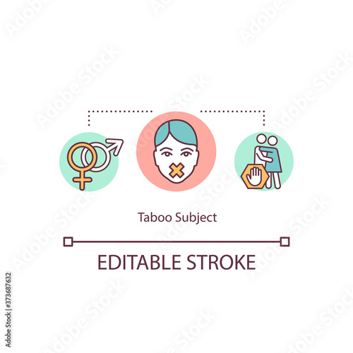 Taboo subject concept icon. No talk about intimate intercourse. Forbidden question. Sexual education idea thin line illustration. Vector isolated outline RGB color drawing. Editable stroke