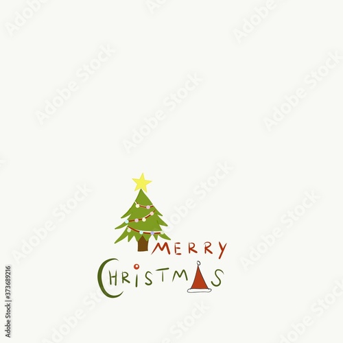 Elegant green christmas tree Merry christmas, illustration