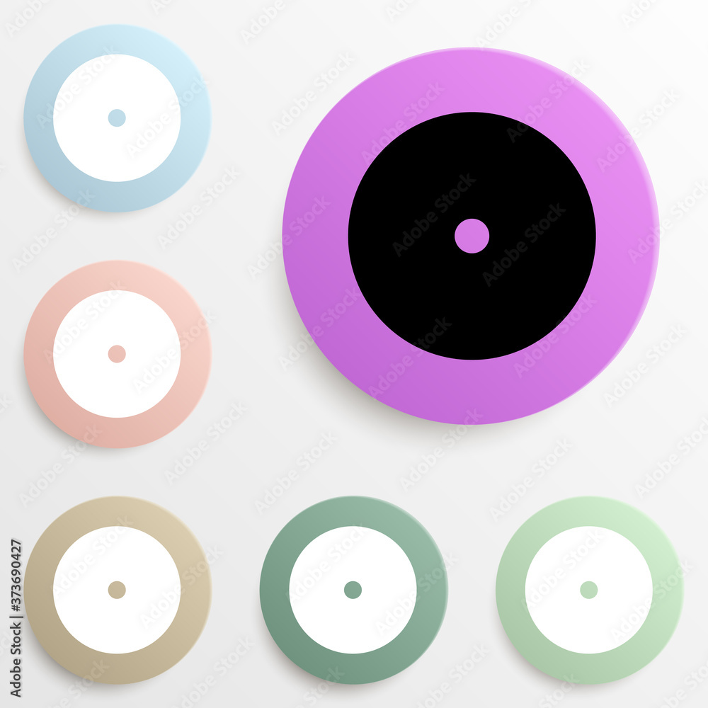 CD disc badge color set. Simple glyph, flat vector of web icons for ui and ux, website or mobile application CD disc badge color set. Simple glyph, flat vector of web icons for ui and ux, website or mobile application