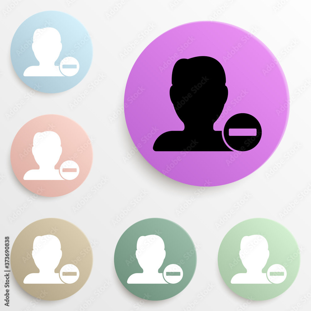 delete contact badge color set. Simple glyph, flat vector of web icons for ui and ux, website or mobile application delete contact badge color set. Simple glyph, flat vector of web icons for ui and ux, website or mobile application