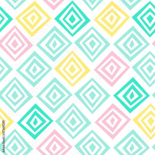 Simple geometric summer pattern. Colorful squares on a white background. Seamless pattern.