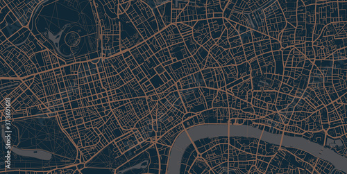 Detailed vector map of central London, UK
