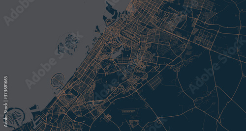Detailed vector map of Dubai, UAE