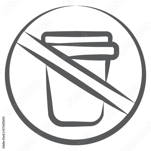 
Beverage forbidden, cross on disposable drink icon, no coffee 
