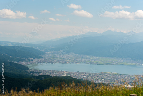 Suwa lake from the mountain Taka-bochi