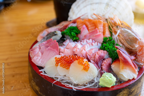 fresh sashimi combo of japan asian.
