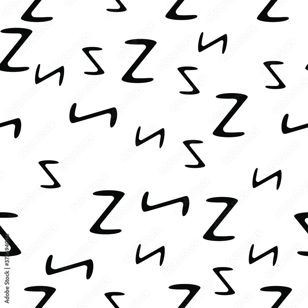 Black and white seamless pattern with the letter z. Background in minimalist style. Hand drawn for fabric, wallpaper, bed linen. Vector illustration. Black and white seamless pattern with the letter z. Background in minimalist style. Hand drawn for fabric, wallpaper, bed linen. Vector illustration.