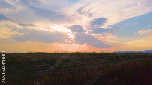 4K clip of Sunset over a grain field in Drama, Greece