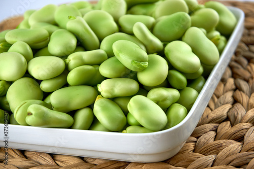 Fresh and organic raw fava, broad beans