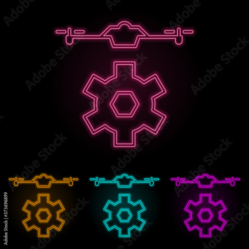 control of drones color neon set. Simple thin line, outline vector of drones icons for ui and ux, website or mobile application