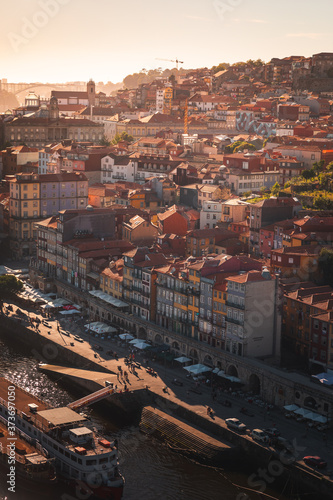 Riverside of Douro river at Porto, Portugal.