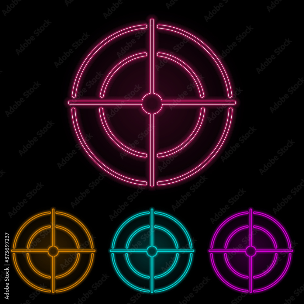 target color neon set. Simple thin line, outline vector of drones icons for ui and ux, website or mobile application target color neon set. Simple thin line, outline vector of drones icons for ui and ux, website or mobile application