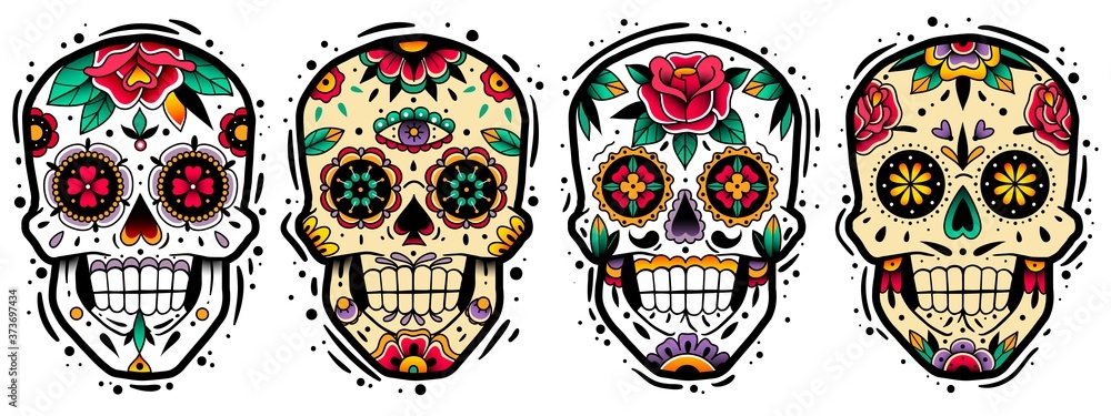 Mexican skulls set Mexican skulls set
