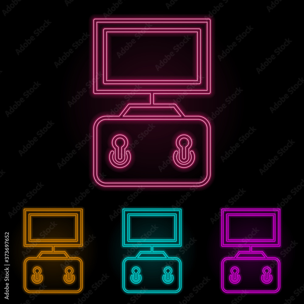 joystick color neon set. Simple thin line, outline vector of drones icons for ui and ux, website or mobile application joystick color neon set. Simple thin line, outline vector of drones icons for ui and ux, website or mobile application