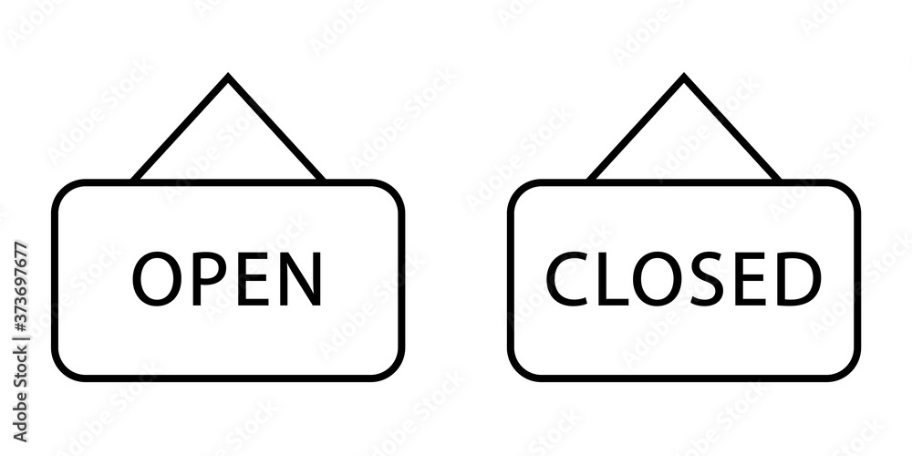 Conjunto de letreros abiertos y cerrados. Ilustración vectorial estilo ...