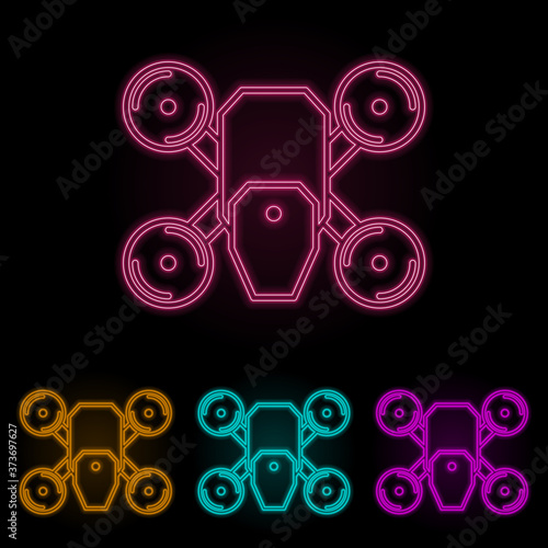 drone color neon set. Simple thin line, outline vector of drones icons for ui and ux, website or mobile application