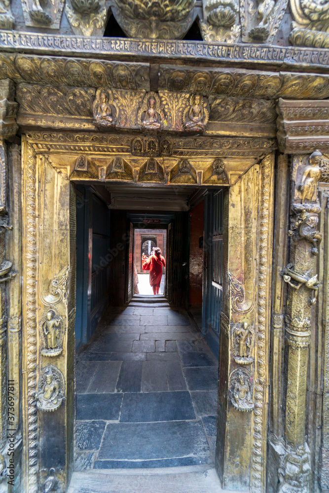 Nepal Kathmandu durbar square interior view of the temple courtyard