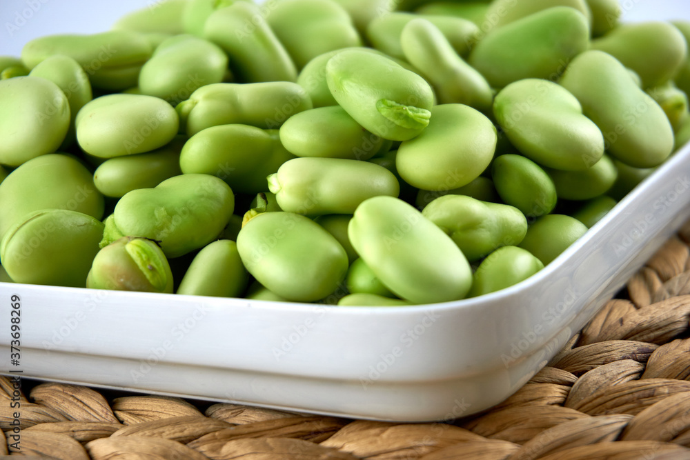 Fresh and organic raw fava, broad beans Fresh and organic raw fava, broad beans