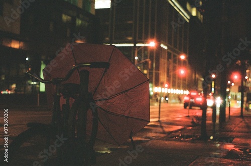 Pink Umbrella at King Street West - Nights in Toronto photo