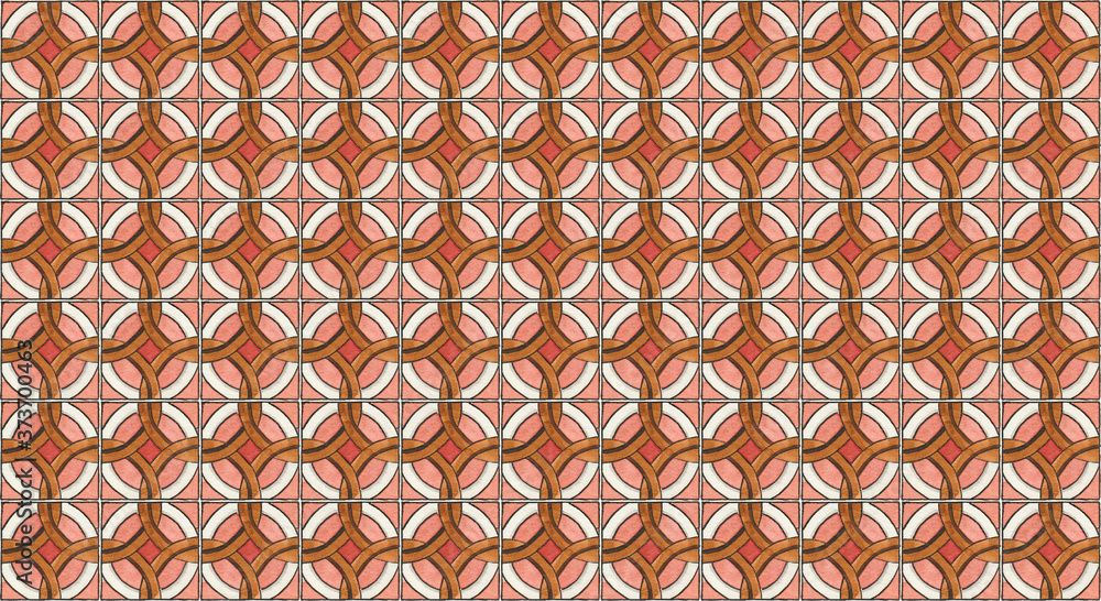 Azulejos em aquarela estilo português. Arte geométrica em tinta e nanquim em papel texturizado com replicação em padrões coloridos. Superfície de lajotas antigas. Ladrilhos detalhados alta resolução Azulejos em aquarela estilo português. Arte geométrica em tinta e nanquim em papel texturizado com replicação em padrões coloridos. Superfície de lajotas antigas. Ladrilhos detalhados alta resolução