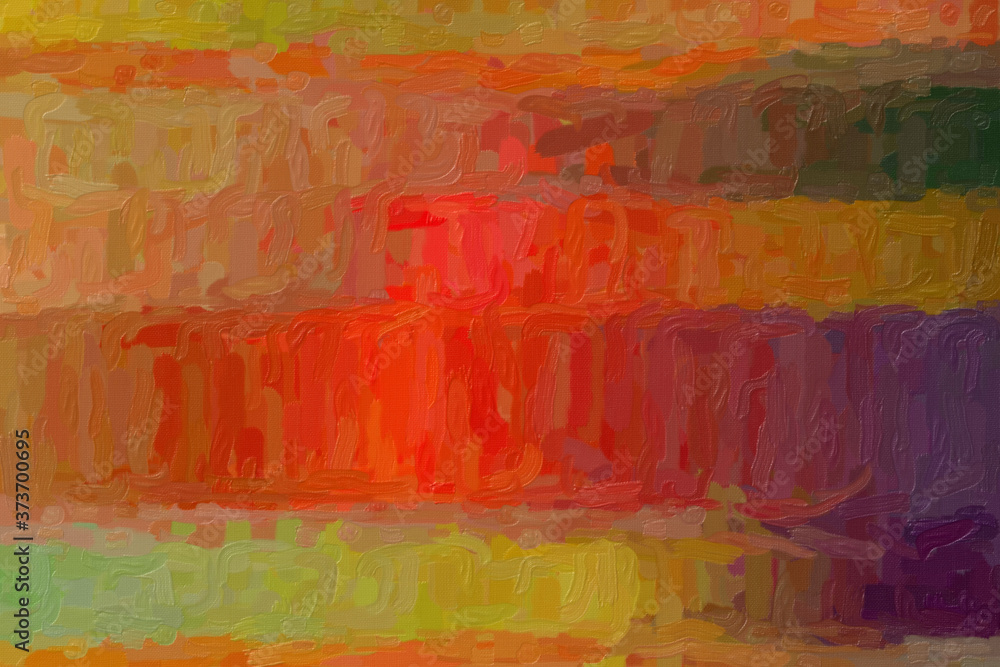Red and yellow lines Impressionist Impasto abstract paint background.