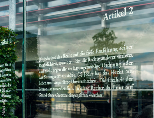 Photography Artikel des Grundgesetz Deutschland an dem Kunstwerk Grundgesetz 49 in Berlin