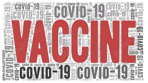 Vaccine for Covid-19 novel coronavirus vector illustration word cloud isolated on a white background.