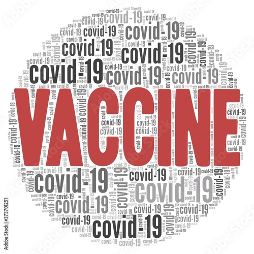 Vaccine for Covid-19 novel coronavirus vector illustration word cloud isolated on a white background.