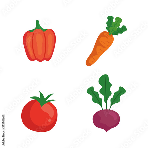 Fototapeta Naklejka Na Ścianę i Meble -  set of healthy fresh vegetables and fruits vector illustration design