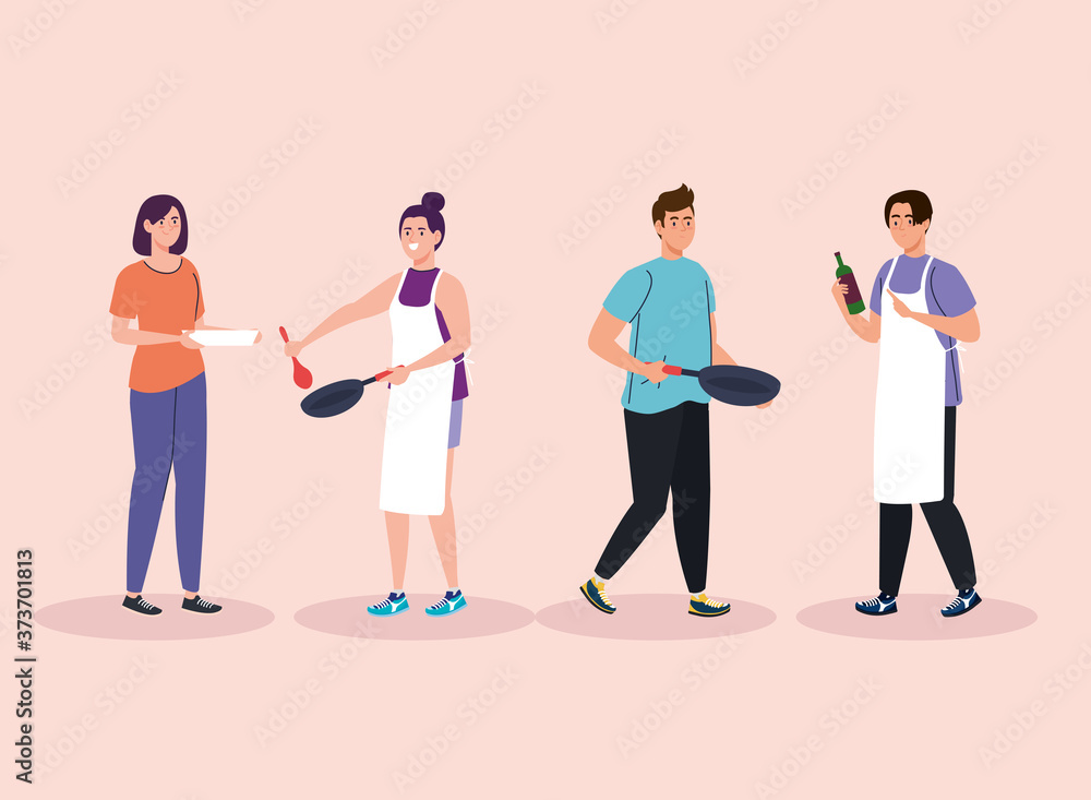 group of young people cooking vector illustration design group of young people cooking vector illustration design