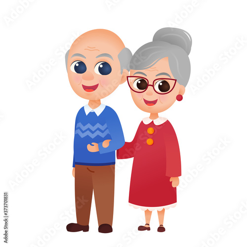 Cartoon grandparents old couple