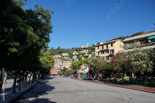 View of city of Recco , Genoa (Genova) Province, Liguria, Mediterranean coast, Italy © otmman