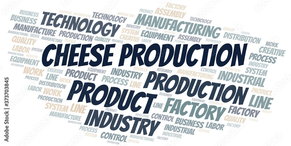 Obraz premium Cheese Production word cloud create with text only.
