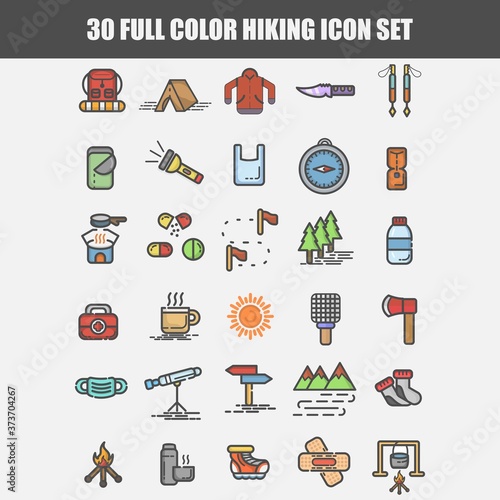 simple set hiking icon set vector