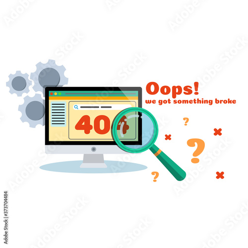 404 error page for website. Page not found. Flat illustration. Illustration for site. Web illustration.