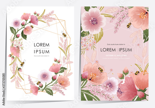 Vector illustration of a beautiful floral frame set for Wedding, anniversary, birthday and party. Design for banner, poster, card, invitation and scrapbook 
