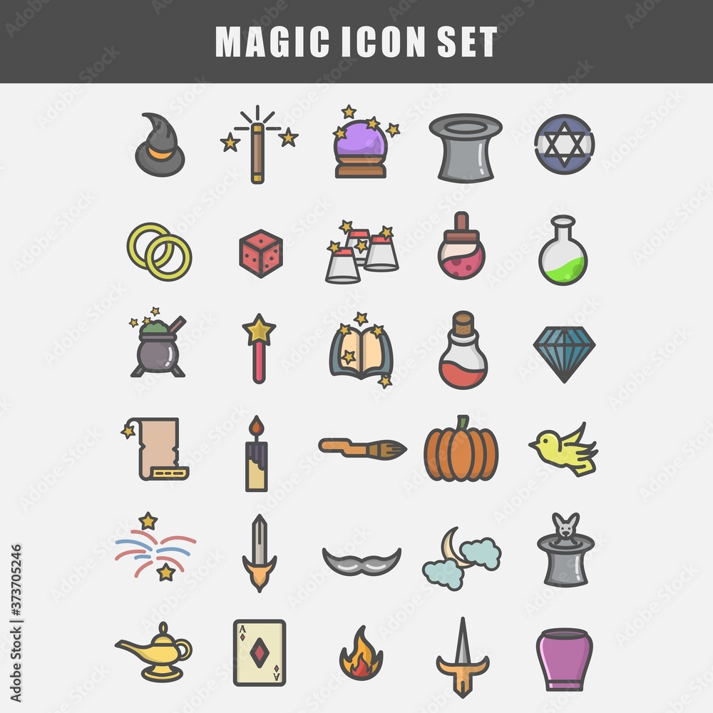 Obraz premium simple set of magic icon set vector