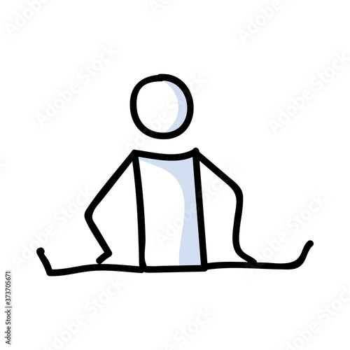 Hand drawn stickman ballet dancer stretch concept. Simple outline ballerina figure doodle icon clipart. For dance studio or theatre performer sketch illustration. 