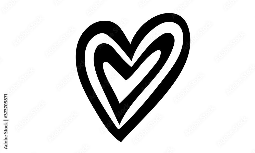 Hand drawn vector hearts illustration isolated on white background. Template for banner, poster or print. Romatic collection Hand drawn vector hearts illustration isolated on white background. Template for banner, poster or print. Romatic collection
