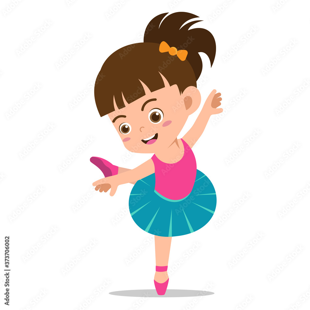 Little Ballerina Girl Posing Ballet Dance on a White Background Little Ballerina Girl Posing Ballet Dance on a White Background