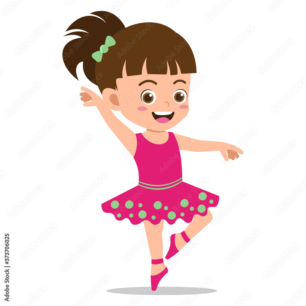 Little Ballerina Girl Posing Ballet Dance on a White Background Little Ballerina Girl Posing Ballet Dance on a White Background