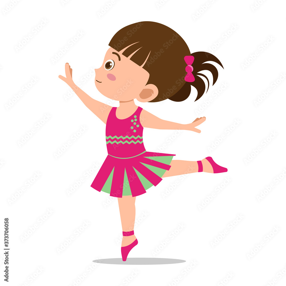 Little Ballerina Girl Posing Ballet Dance on a White Background Little Ballerina Girl Posing Ballet Dance on a White Background