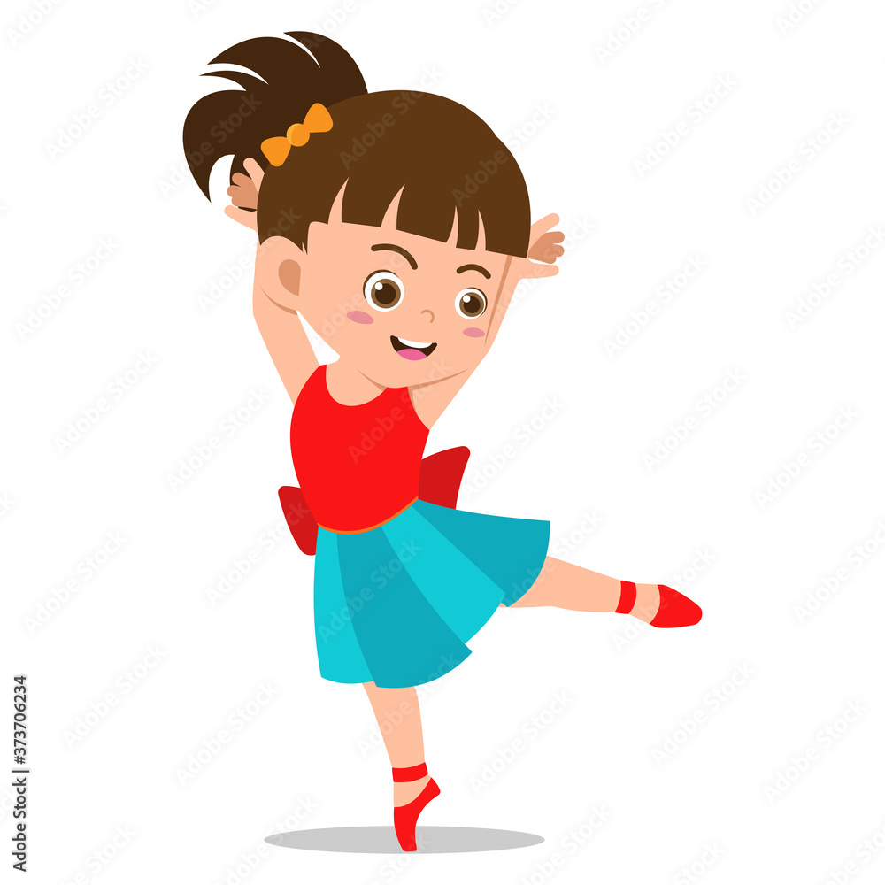 Little Ballerina Girl Posing Ballet Dance on a White Background Little Ballerina Girl Posing Ballet Dance on a White Background