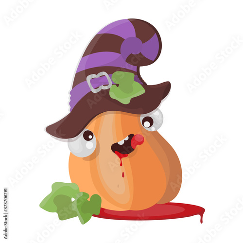PUMPKIN HAT Halloween Funny Cartoon Vector Illustration Set