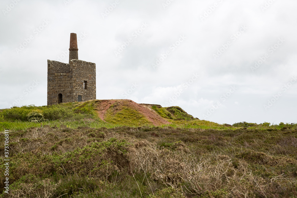 Ruin of Greenburrow Shaft Engine House at Ding Dong Mine, Cornwall UK Ruin of Greenburrow Shaft Engine House at Ding Dong Mine, Cornwall UK