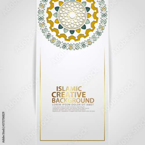 Arabic arabesque design greeting card backgrounds for major Islamic events. vector illustration