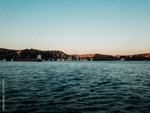 Golden looking view at the Bosporus in time of sunset