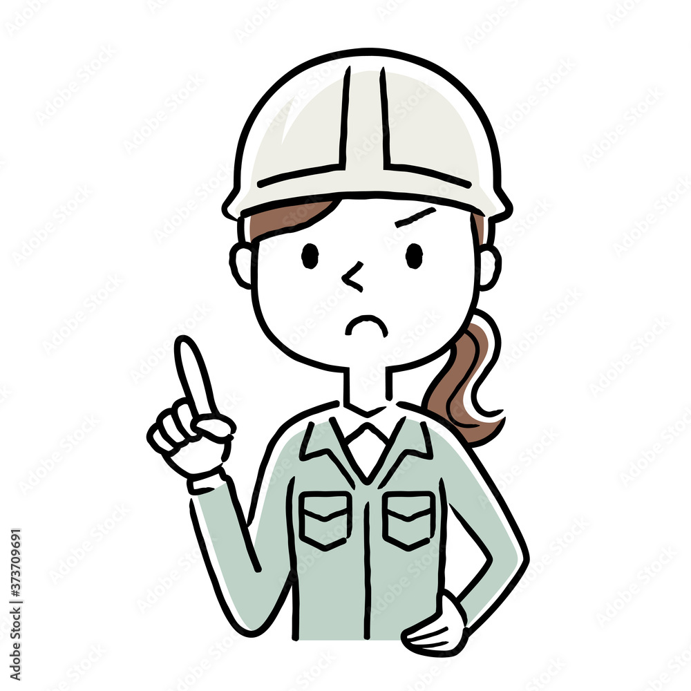 Stock illustration: young woman wearing work clothes, alert, call attention Stock illustration: young woman wearing work clothes, alert, call attention