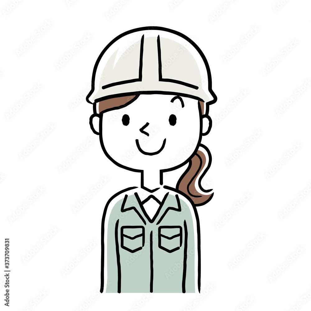 Stock illustration: young woman wearing work clothes, smiling Stock illustration: young woman wearing work clothes, smiling