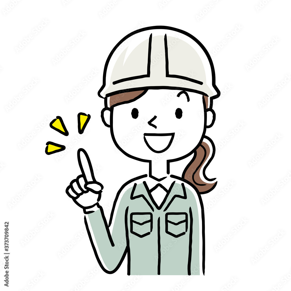 Stock illustration: young woman wearing work clothes, smiling Stock illustration: young woman wearing work clothes, smiling